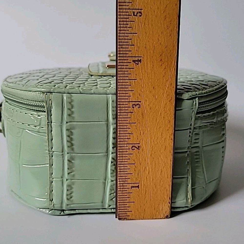 Calpak Round Croc Embossed Vegan Leather Purse Seafoam Top Handle Zip Around - Picture 11 of 13